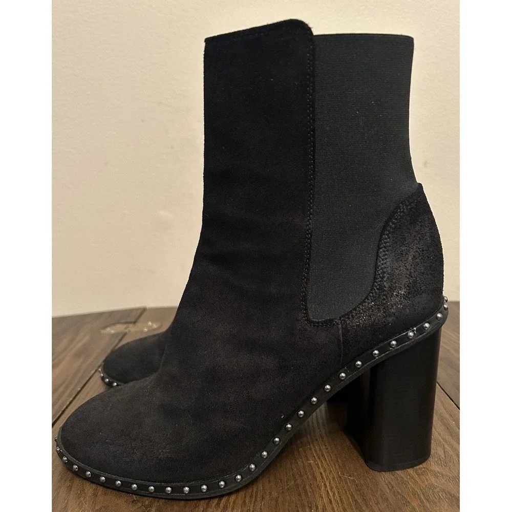 Rag &Bone Romi‎ Studded Black Suede Chelsea Boots Women's Size 9.5 EU40